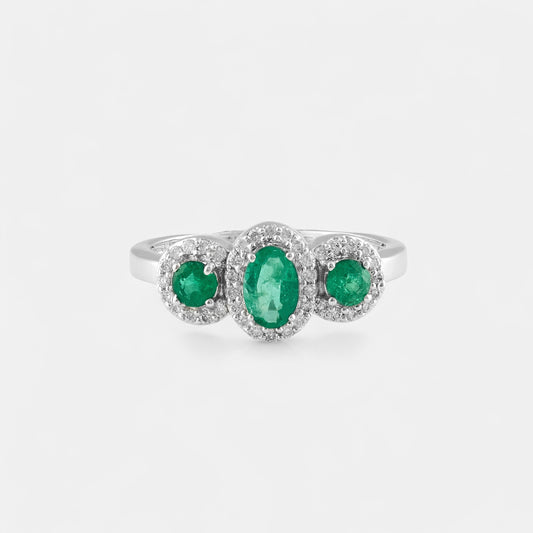 Emerald Trilogy Halo Ring