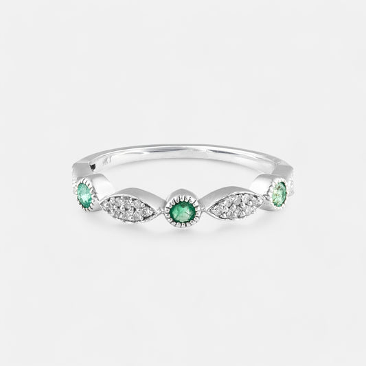 Emerald Blossom Band Ring