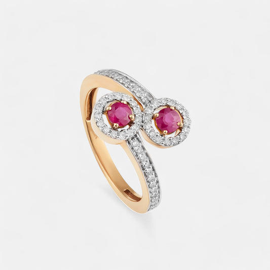 Ruby Halo Dual Band Ring