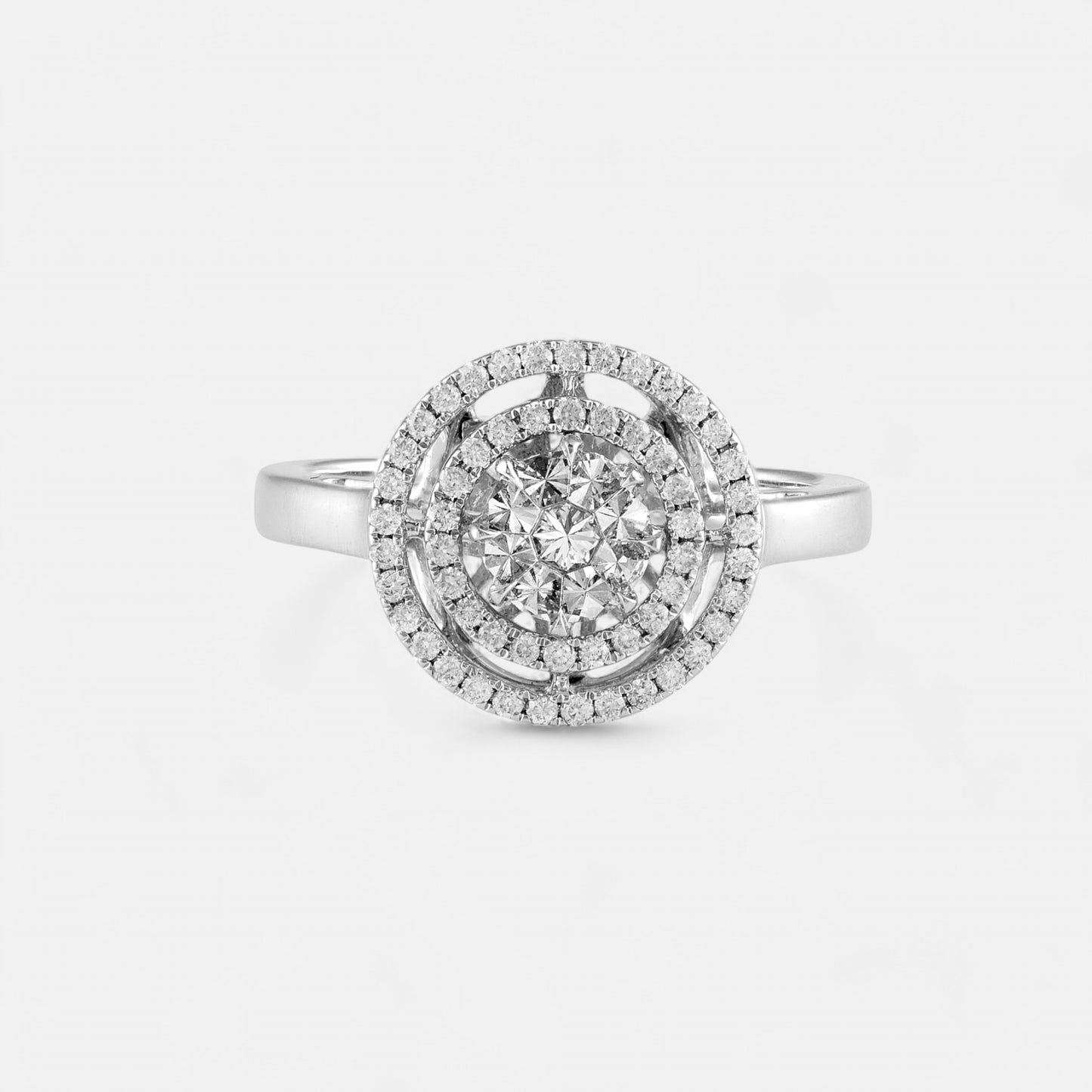 Diamond Spiral Halo Ring