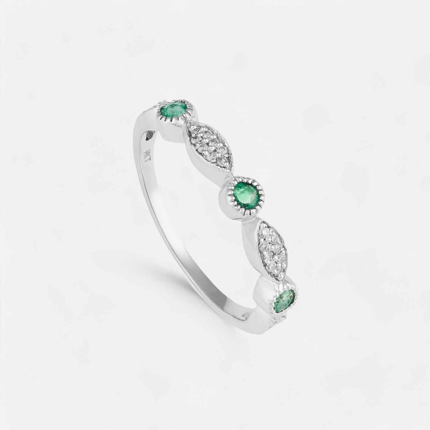 Emerald Blossom Band Ring