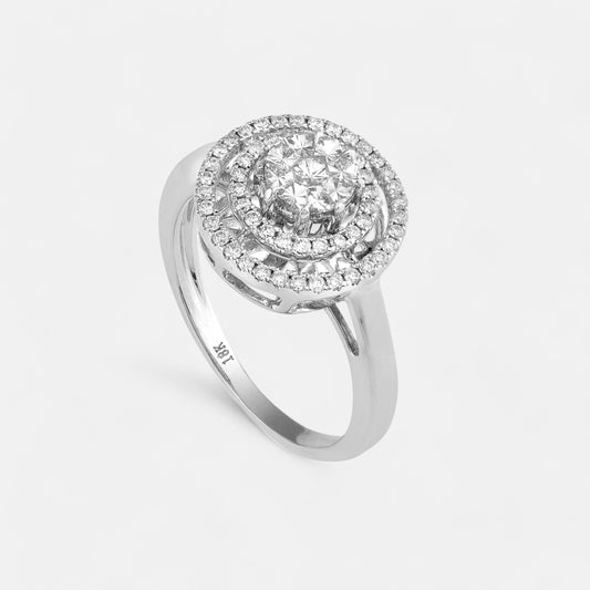 Diamond Spiral Halo Ring