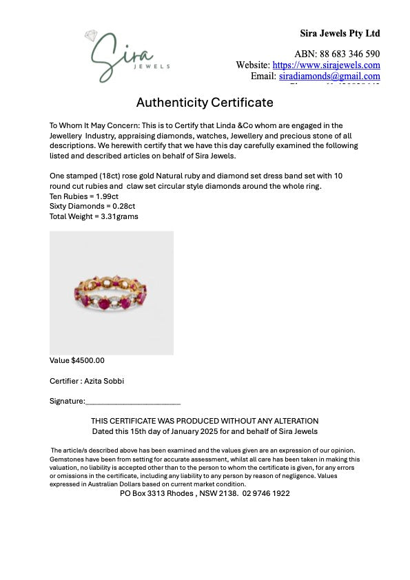 Ruby and Diamond Eternity Band